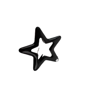 Minimalistische schwarze Emaille Stern Ohrstecker mit kleinem Kristall-Akzent