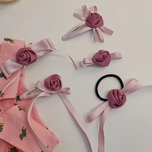 Süße Rosa Rose Schleife Haarspangen Legierung Handgefertigt Blumen Haarnadeln Für Damen Mädchen Elegant Täglich Kopfschmuck