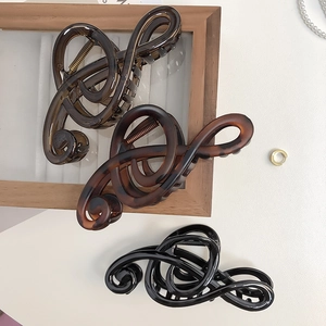Acrylic Musical Note Hair Claw Clip Treble Clef Large Hairpin Tortoiseshell Black Shark Clip Hair Accessory For Women