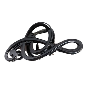 Elegant black treble clef hair claw clip in matte acrylic for stylish hair styling