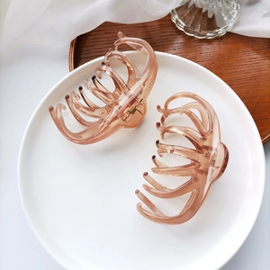 Close-up of elegant amber octopus hair claws on white plate for sophisticated styling