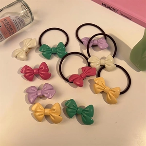 Barrettes Cheveux Nœud Couleur Bonbon Élastiques pour Filles Nœud en Plastique Doux Épingles à Cheveux Mode Quotidienne Femme