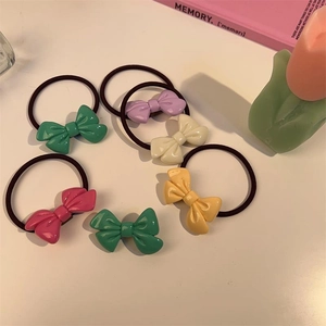 Lot de 6 barrettes à cheveux nœud coloré pour filles en vert rose et jaune