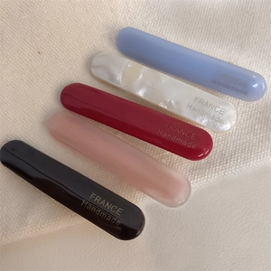 Five-color acetate hair clip set featuring long minimalist handmade spring hair pins