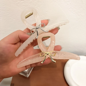 Grande Pince à Cheveux Translucide Couleur Gelée Avec Nœud en Alliage Élégante Pince à Cheveux pour Femme Accessoires de Coiffure