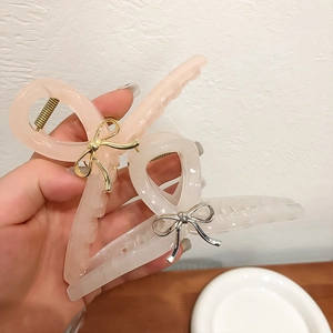 Grandes pinces à cheveux rose gelée et abricot avec papillon en métal pour femmes