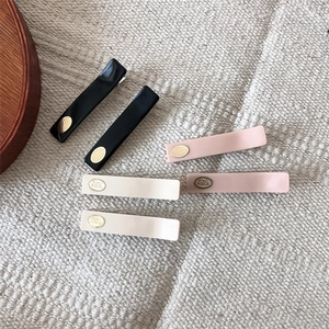 Minimalist Rectangular Resin Hair Clip Gold Metal Label POKO FOSCA Duckbill Clip Side Bangs Clip Fashion Hair Accessories