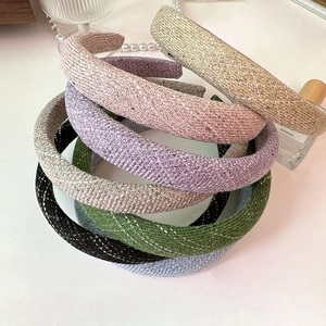 Retro Tweed Plaid Padded Hairband For Women High Top Wide Sponge Headband Elegant Woven Fabric Fashion Hair Accessories
