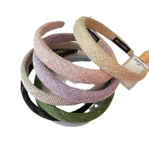 Vintage tweed plaid padded headband in multiple colors with handmade woven texture