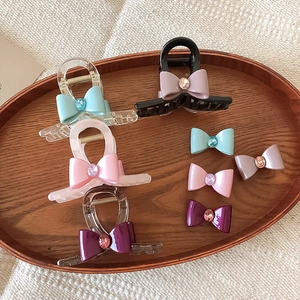 Pince à Cheveux Nœud Papillon de Style Coréen pour Femmes Élégante Pince Requin en Plastique avec Strass Accessoires de Coiffure de Haute Qualité