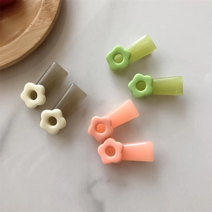 Sweet Macaron Resin Flower Hair Clips For Women Girls Minimalist Duckbill Side Bangs Hairpins Accessories Hair Grips