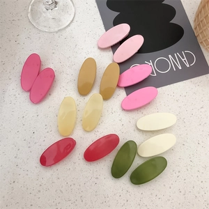 Macaron Candy Color Oval Hair Clips Minimalist Plastic BB Clips Fashion Side Clips For Women Kids Daily Hair Accessories
