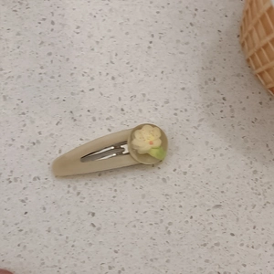 Elegante fermaglio per capelli a fiore beige in stile coreano per frangia laterale