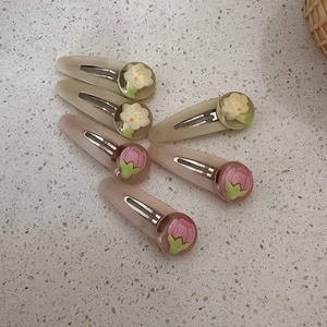 Fermaglio per Capelli Coreano a Fiori Dolce per Donna Forcina per Capelli in Resina con Fiori in Lega a Becco di Anatra
