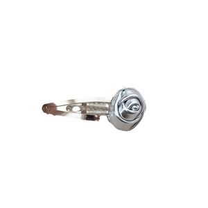 Retro silver rose hair clip made of faux leather with a minimalist metallic finish