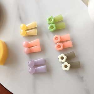Colorful 12pcs flower and ball hair clips set in pastel resin for girls and women
