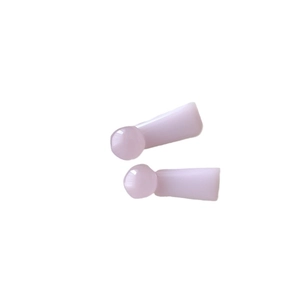 Minimalist light purple opal stud earrings with sleek cone-shaped bases on a white background