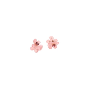 Lot de deux mini pinces à cheveux fleurs roses en résine avec strass étincelants