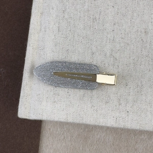 Barrette à cheveux à paillettes argentées et base en métal doré pour femmes de style coréen