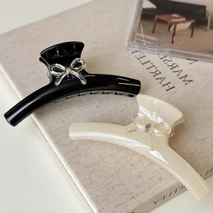 Élégante Pince à Cheveux Coréenne en Métal avec Nœud Papillon Pince Crabe Géométrique Incurvée pour Femme Accessoire de Cheveux