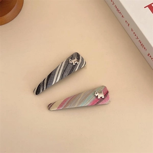 Vintage Plaid Triangle Hair Clip For Women Retro Fabric Wrapped BB Clip With Metal Dog Ornament Scottish Terrier Side Hairpin
