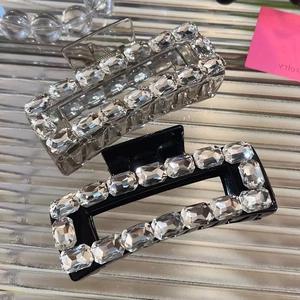 Women Acrylic Square Hair Claw Clip With Rhinestone Large Korean Style Hair Accessories For Party Daily Decor Fashion