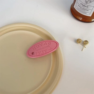 French retro pink soap-shaped hair clip with Savon letter carving for girls