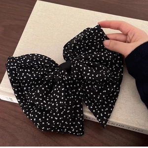 Korean Style Large Polka Dot Organza Bow Hair Claw Clip Sweet Elegant Oversized Fabric Bow Hair Catch For Women