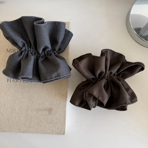 Women Minimalist Solid Color Double Layer Fabric Scrunchies Pleated Large Hair Ties Fashion Elastic Hair Bands Accessories