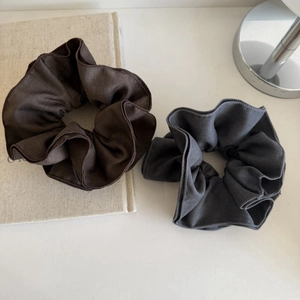 Coffee and grey oversized fabric scrunchies for elegant buns and low ponytails
