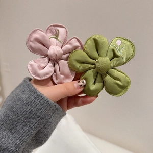 Korean Style Sweet Floral Fabric Hair Clips For Kids Girls Pastoral Tulip Embroidery Handmade Duckbill Clips Accessories