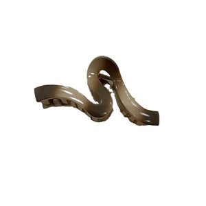 Elegant wave-shaped large hair claw clip in amber brown gradient finish for thick hair