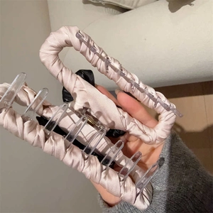 Pinza para el pelo grande con lazo de satén champán para mujer en acrílico elegante
