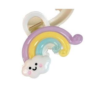 Pince à cheveux arc-en-ciel et nuage dessin animé pour filles en résine macaron