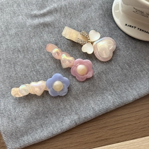 Fermagli per Capelli Coreani in Acrilico con Fiori Color Caramella Cangiante Cuore Fiocco in Lega Resina per Donne Ragazze