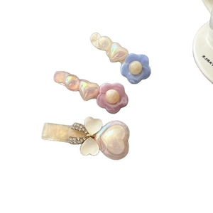 Set di fermagli per capelli in acrilico colori pastello con fiori e cuori