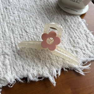 Elegante 13cm crème doorschijnende haarklem met roze bloem voor dames haarstyling