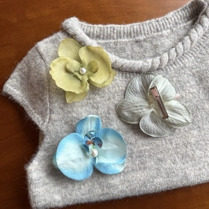 Elegant Fabric Orchid Flower Hair Clip With Faux Artificial Pearl Floral Side Clip For Women Seaside Vacation Photography Accessory