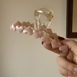 Molla per capelli con cuori rosa e trama gelatina trasparente per acconciature moda