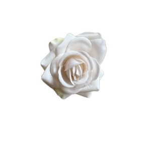 Elegant Chinese style dual white fabric rose hair clip with layered petals on white background