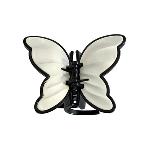 Elegant French butterfly hair claw clip with vintage acetate pearlescent finish