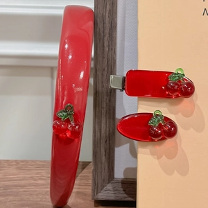 Rote Kirsche Haarspange Und Stirnband Acetat Süße Frucht Entenschnabel Clip Haarnadel Haarschmuck Für Mädchen Frauen Tägliches Styling