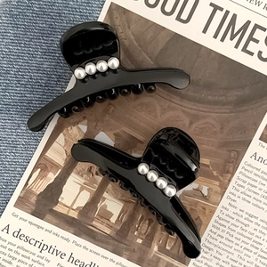 Eleganti Mollette per Capelli con Künstliche Perle Piccole Mollette in Resina Nera per Donna Quotidiano Accessori per Capelli Moda
