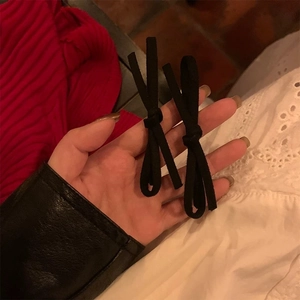 Paire de barrettes à nœud en faux cachemire noir pour femmes de style vintage coréen
