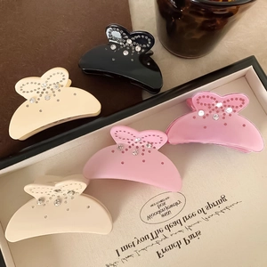 Détails de pinces à cheveux papillon colorées avec strass brillants et perles nacrées