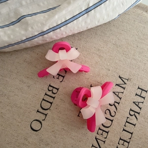 Douces Pinces À Cheveux En Acrylique Rose Avec Nœud Pour Femmes Filles Mini Petites Barrettes À Cheveux Accessoires De Coiffure