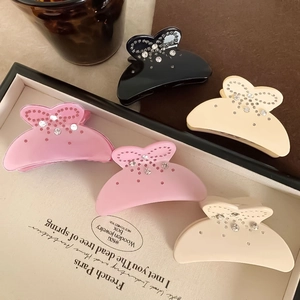 Pince à Cheveux Nœud Papillon en Acétate Avec Strass Incrustés Elégante Pince Crabe Accessoires de Coiffure pour Femmes Bijoux