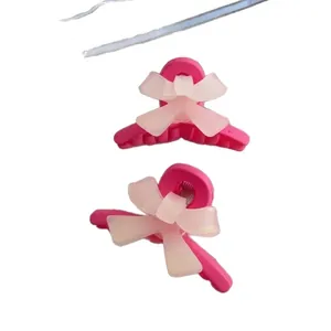 Lot de pinces à cheveux à nœud rose avec griffes rouge rose et finition mate