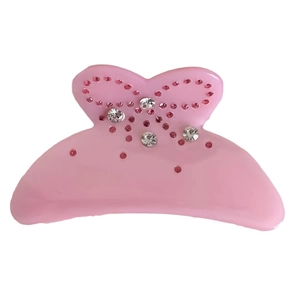 Pince à cheveux rose en acétate avec strass brillants pour une coiffure élégante