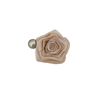 Elegant champagne fabric rose hair claw clip with a glossy pearl accent for women